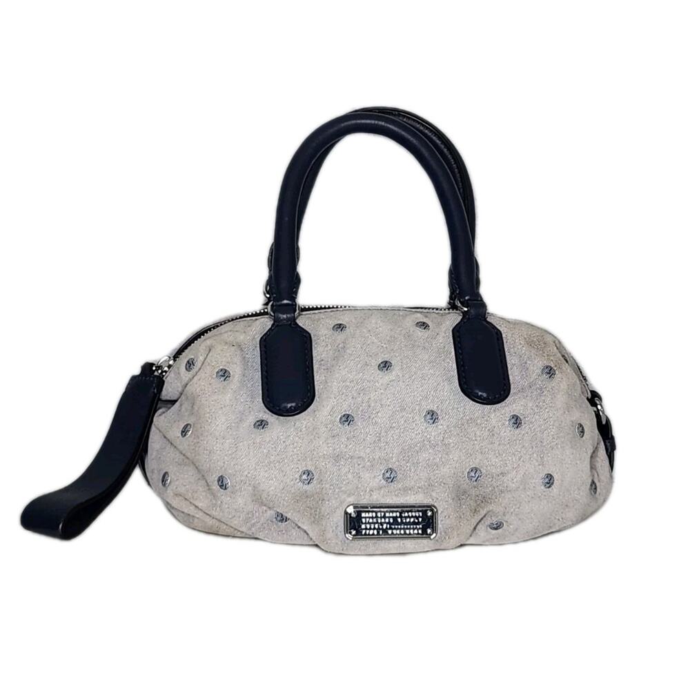 Vintage Y2K Marc By Marc Jacobs Q Legend Satchel Handbag Suede Blue Studded